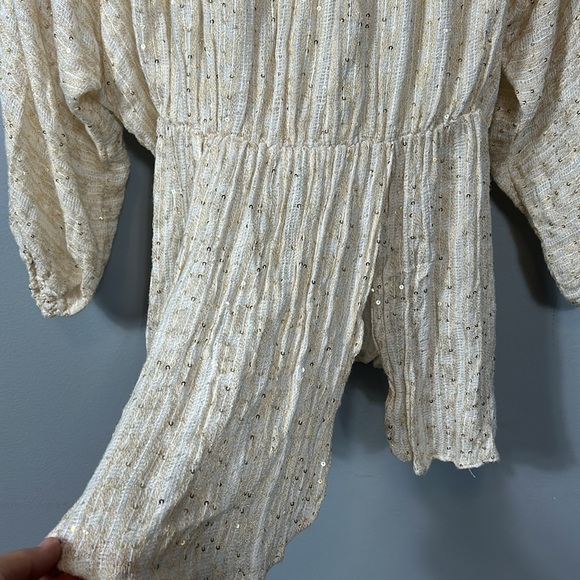 Free People Little Shine Ivory Sequined Tunic size Large - Picture 10 of 16